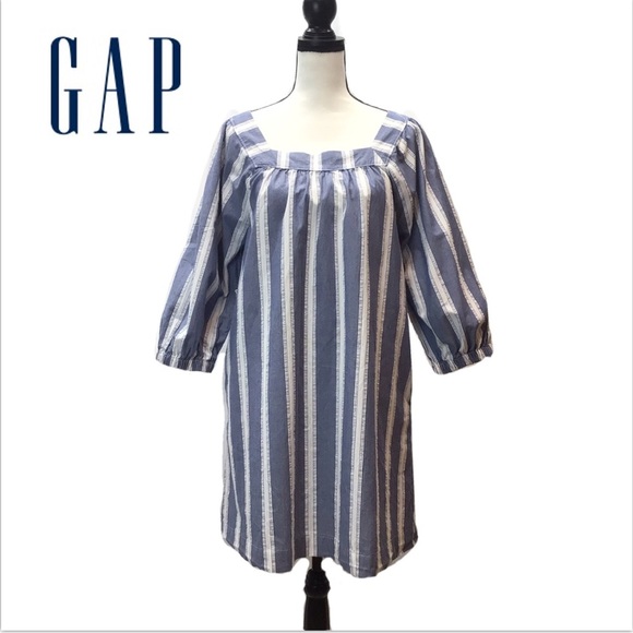 Gap Womens Blue Dobby Stripe Cotton Shift Dress - Picture 1 of 9